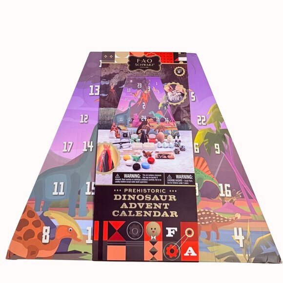 FAO Schwarz Christmas Dinosaur Advent Calendar Countdown STEM Toy Set For Kids - Picture 1 of 11